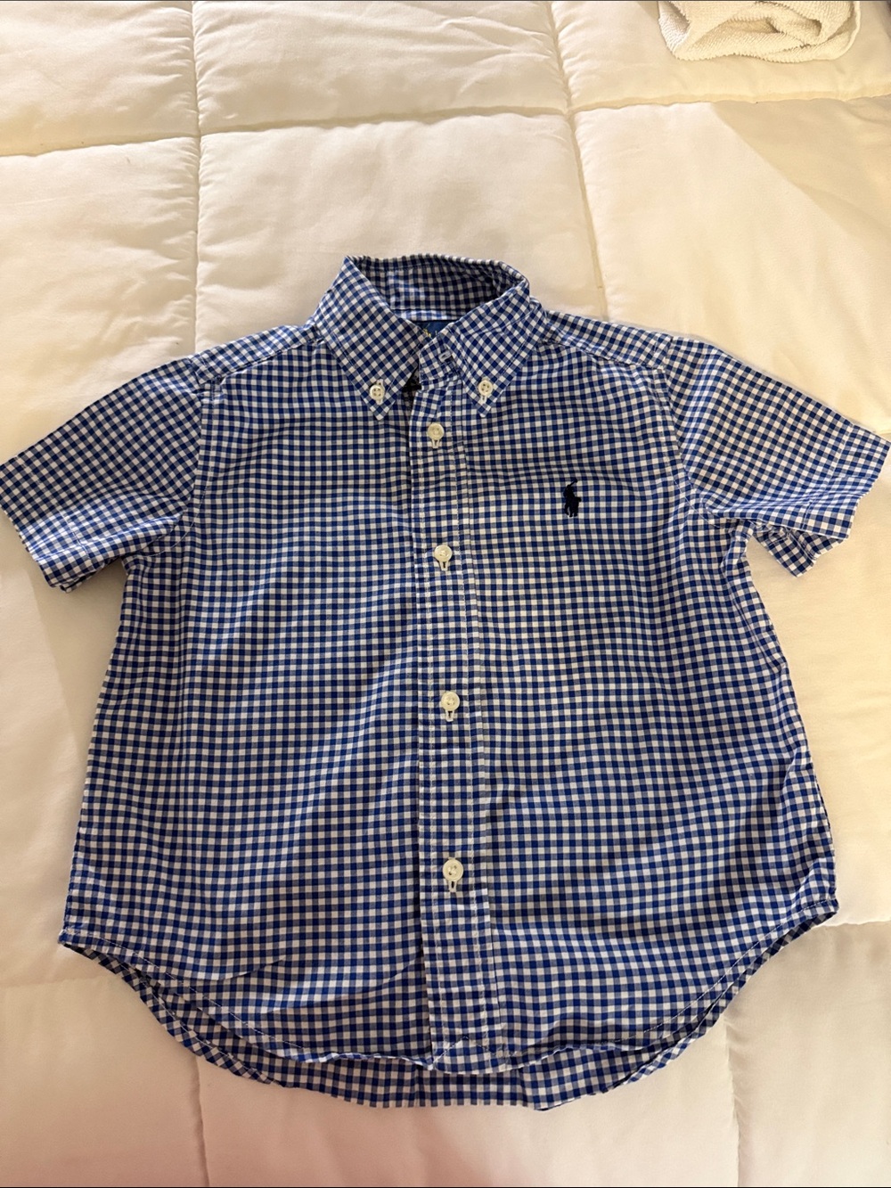 Ralph Lauren Blue & White Gingham Short-Sleeve Button-Down Shirt